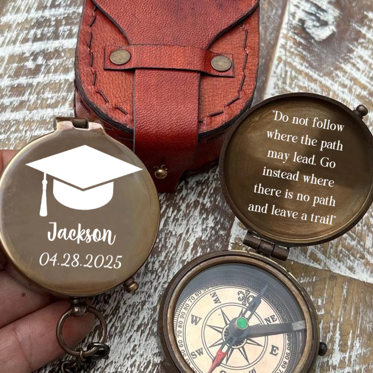 Behind You All Your Memories, Before You All Your Dreams Personalized Compass, Graduation Gift - Image 8