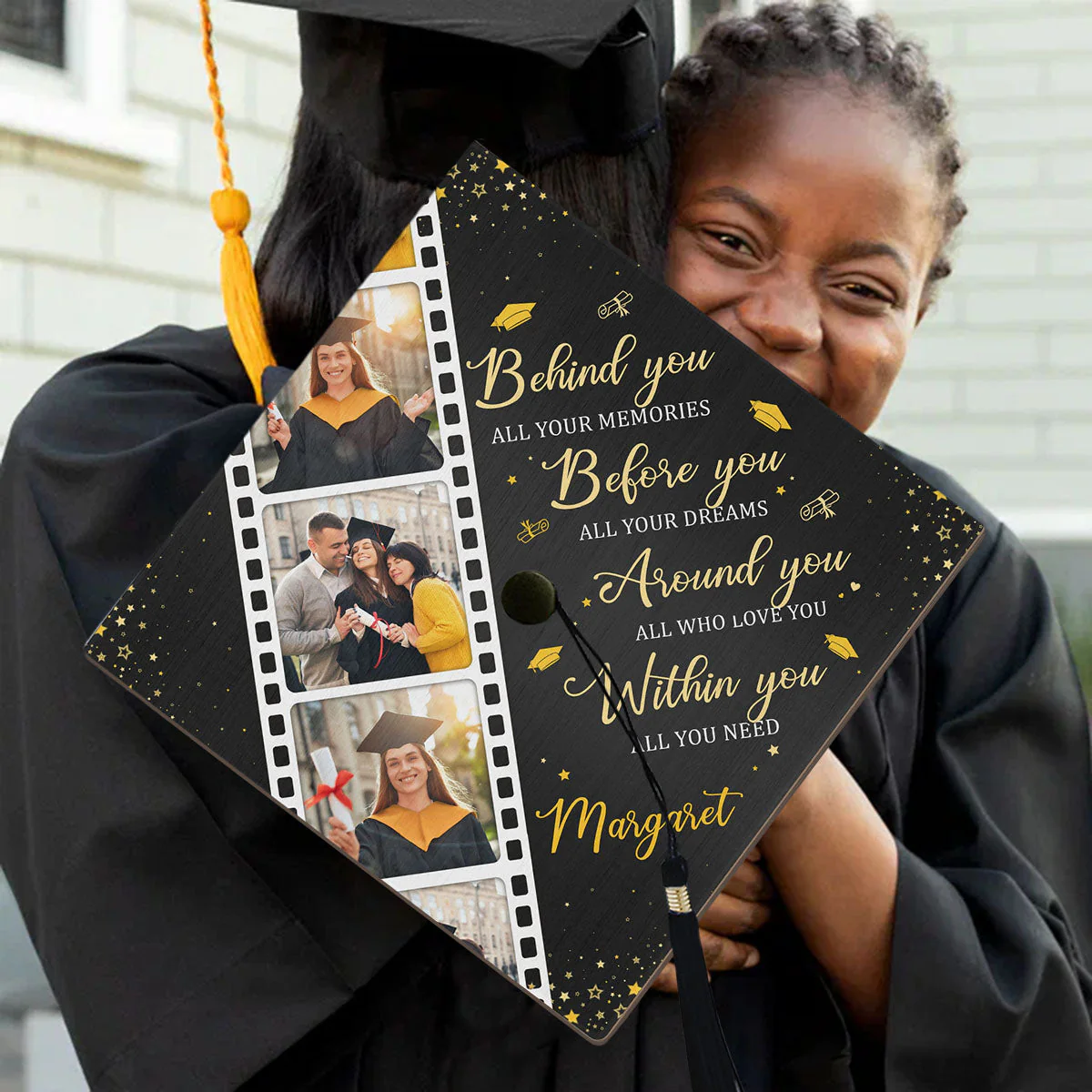 Behind You All Your Memories - Personalized Photo Graduation Cap Topper - Image 11