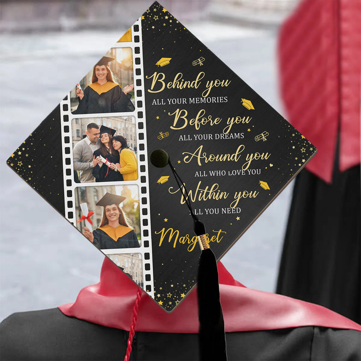 Behind You All Your Memories - Personalized Photo Graduation Cap Topper - Image 12