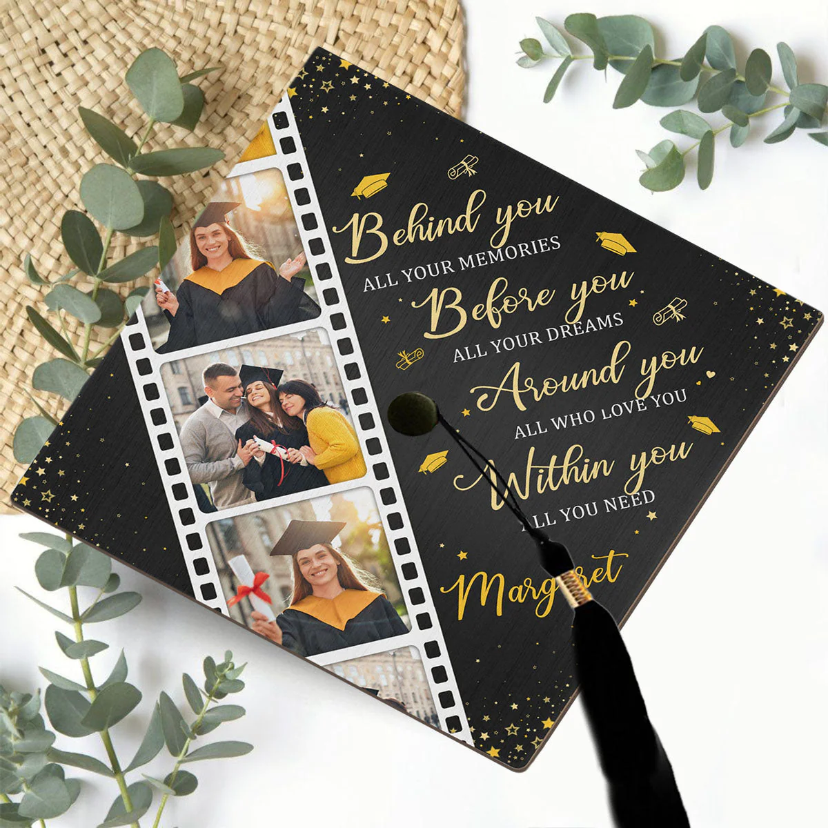 Behind You All Your Memories - Personalized Photo Graduation Cap Topper - Image 13