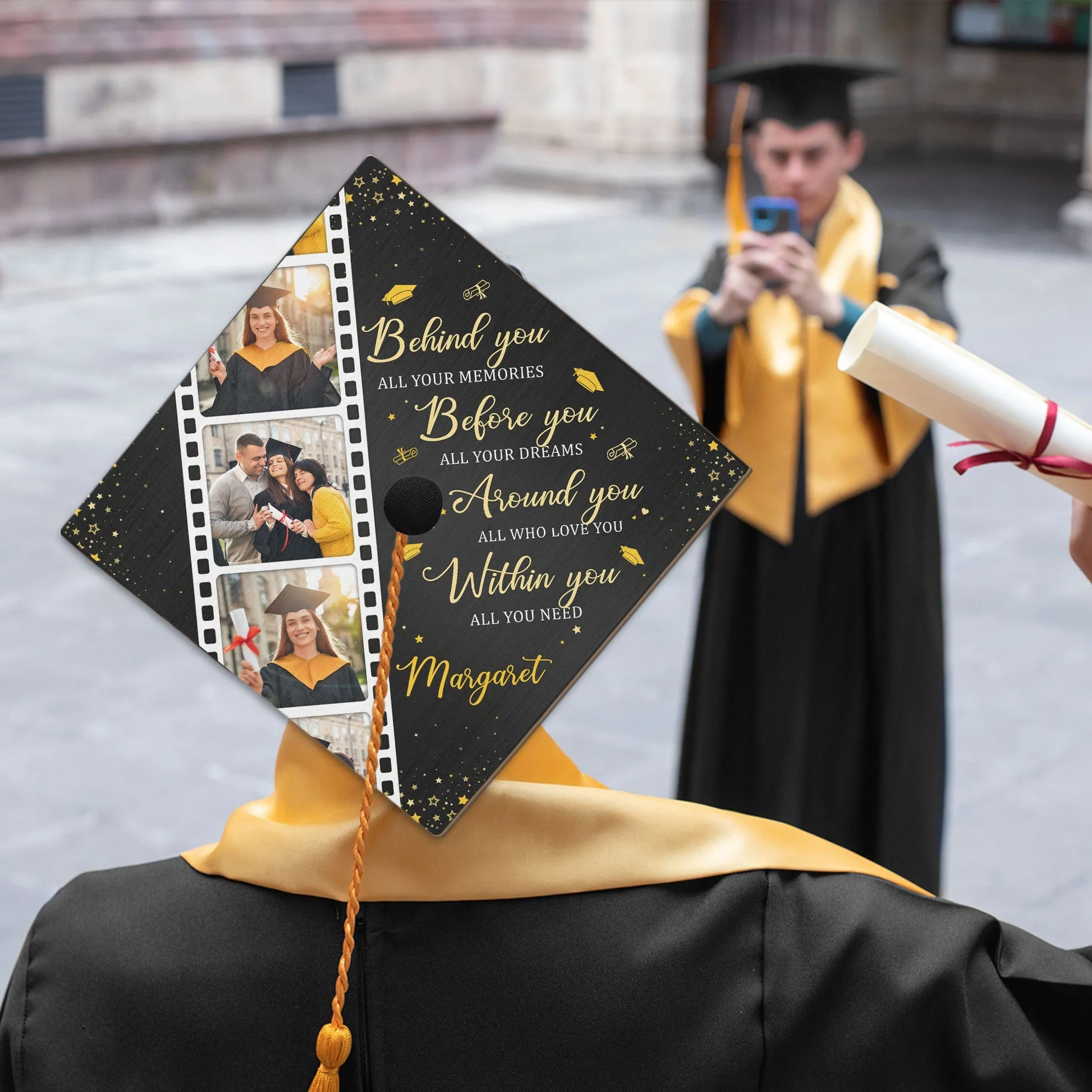 Behind You All Your Memories - Personalized Photo Graduation Cap Topper - Image 3