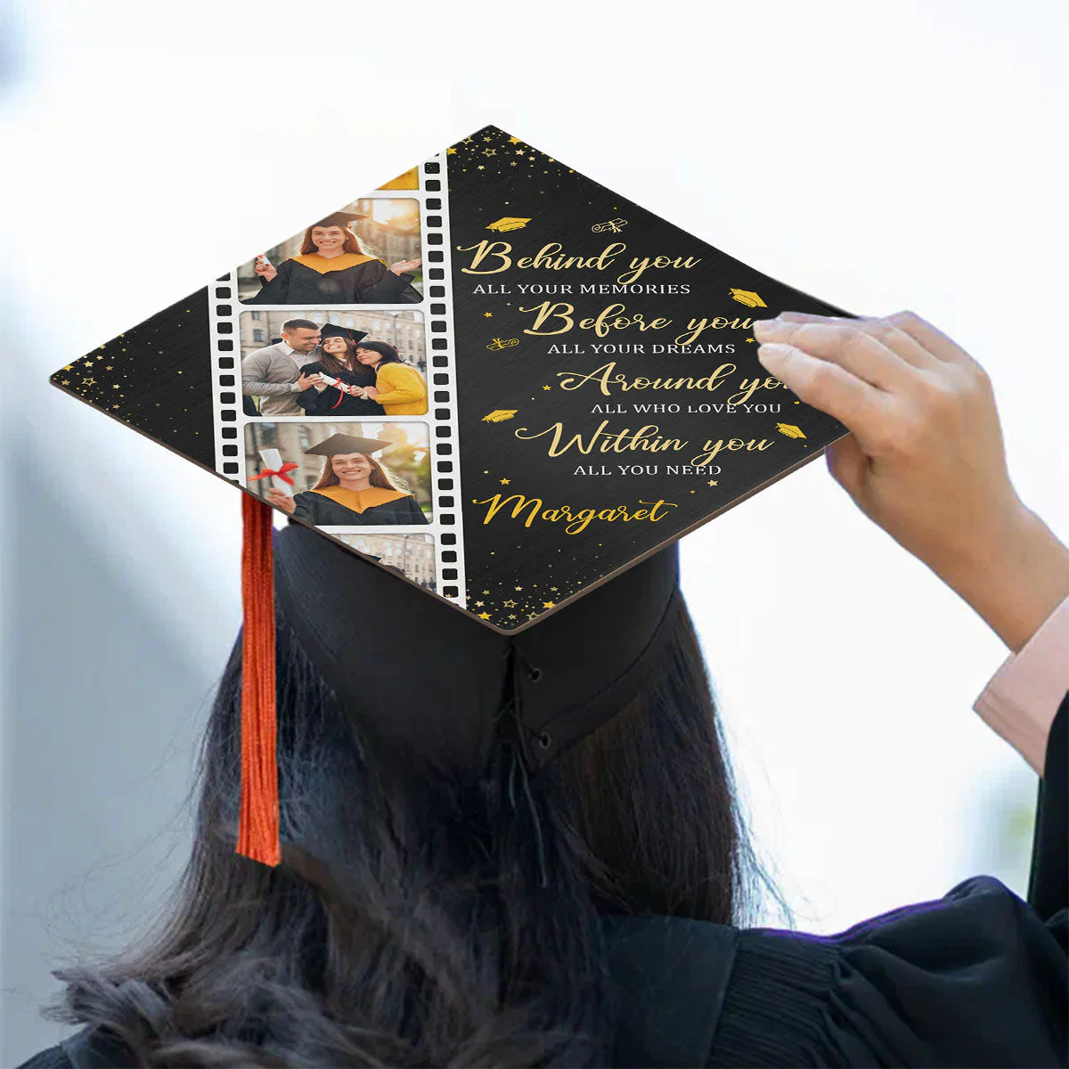 Behind You All Your Memories - Personalized Photo Graduation Cap Topper - Image 4