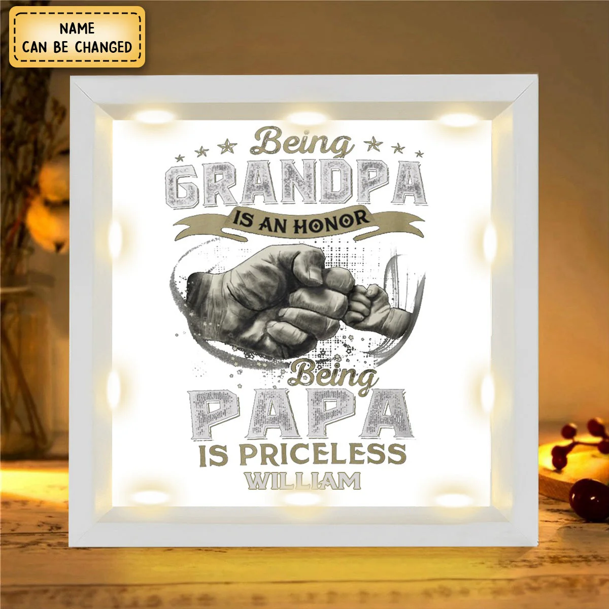 Personalized BEING PAPA Light Shadow Box - Father's Day Gift - Image 3