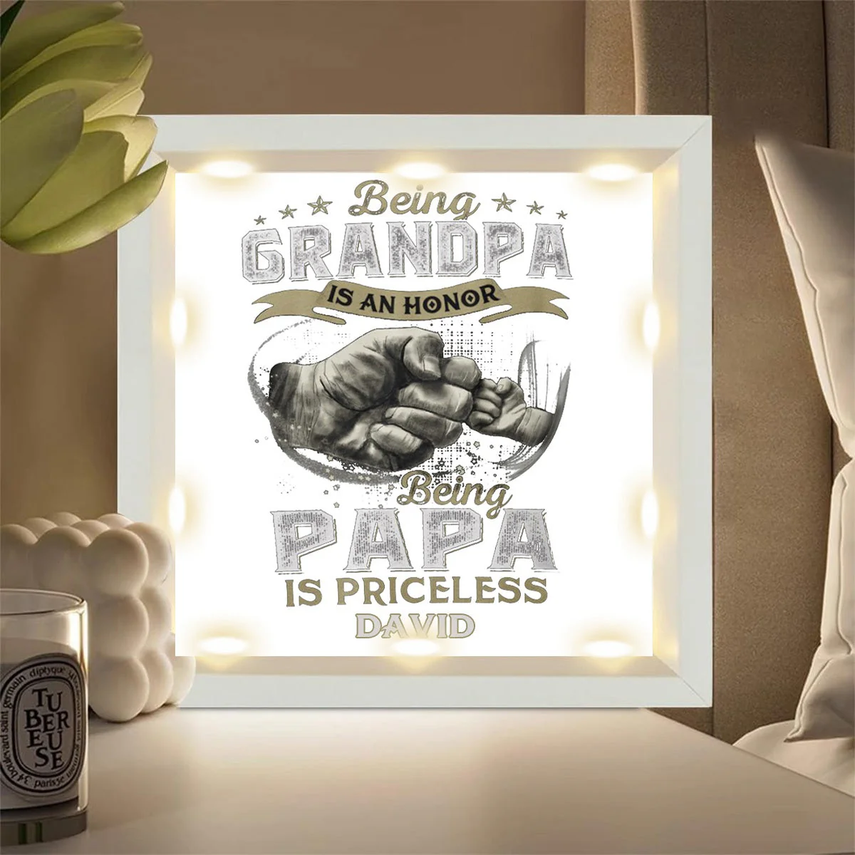 Personalized BEING PAPA Light Shadow Box - Father's Day Gift - Image 4