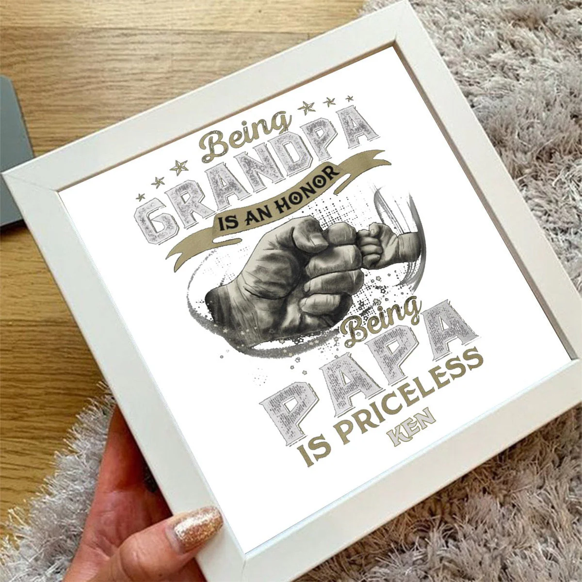 Personalized BEING PAPA Light Shadow Box - Father's Day Gift - Image 5