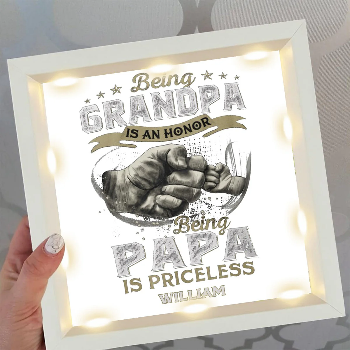 Personalized BEING PAPA Light Shadow Box - Father's Day Gift - Image 6