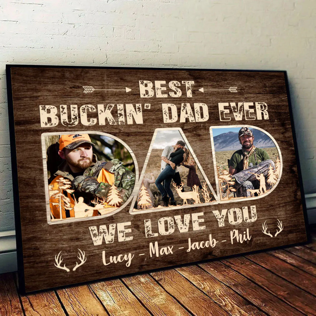 Best Buckin’ Dad Ever Personalized Photo Canvas, Gift for Hunter Dad - Image 2