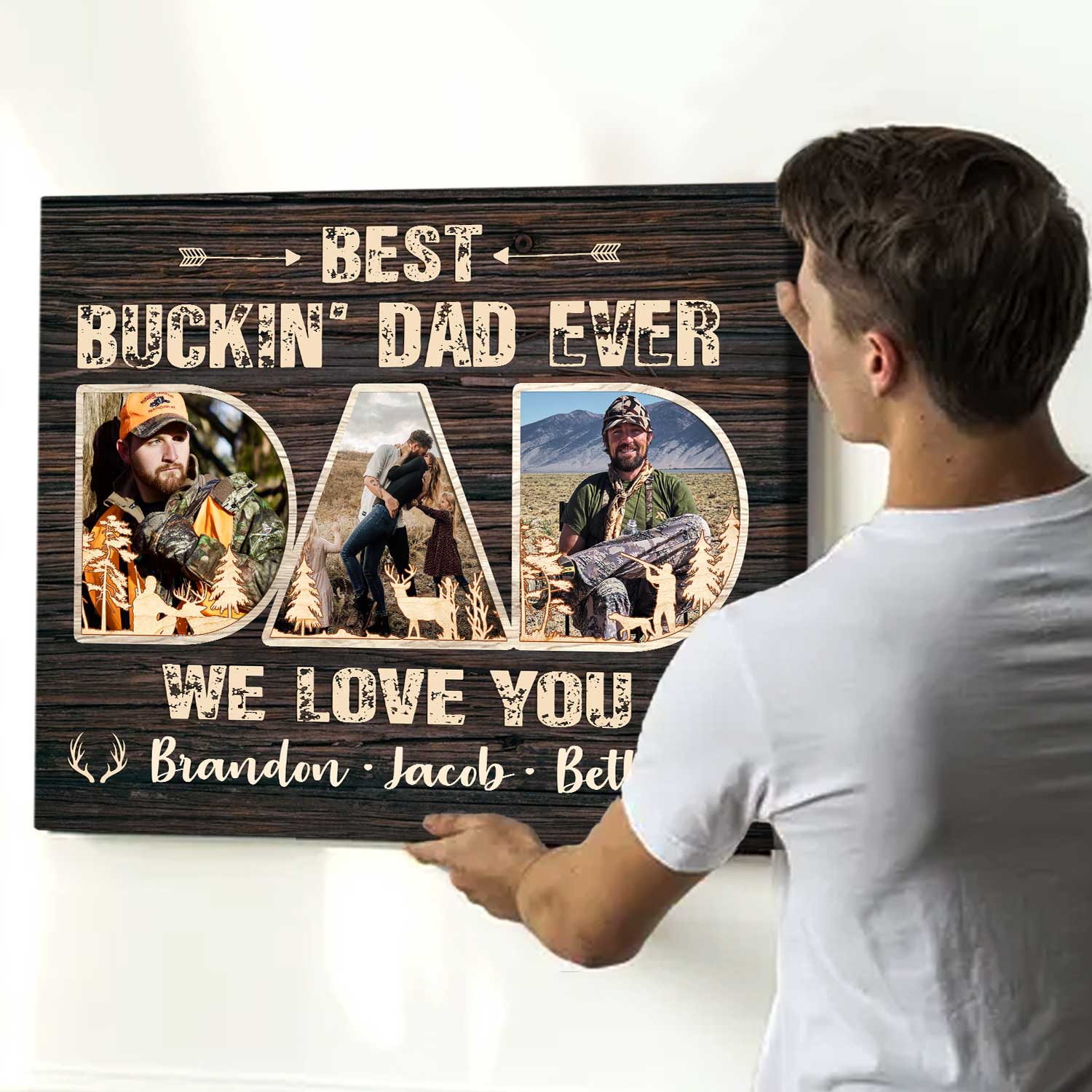 Best Buckin’ Dad Ever Personalized Photo Canvas, Gift for Hunter Dad - Image 3