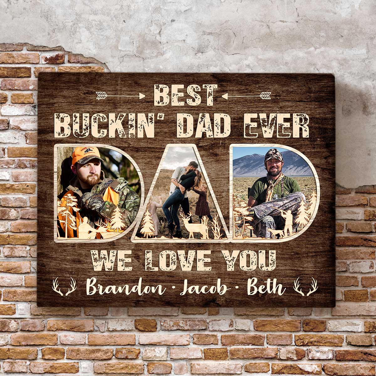 Best Buckin’ Dad Ever Personalized Photo Canvas, Gift for Hunter Dad - Image 5