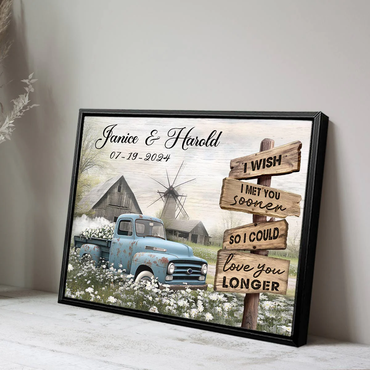 Best Couple Anniversary Gifts Personalized Farmhouse Old Truck Canvas/Poster - Image 4