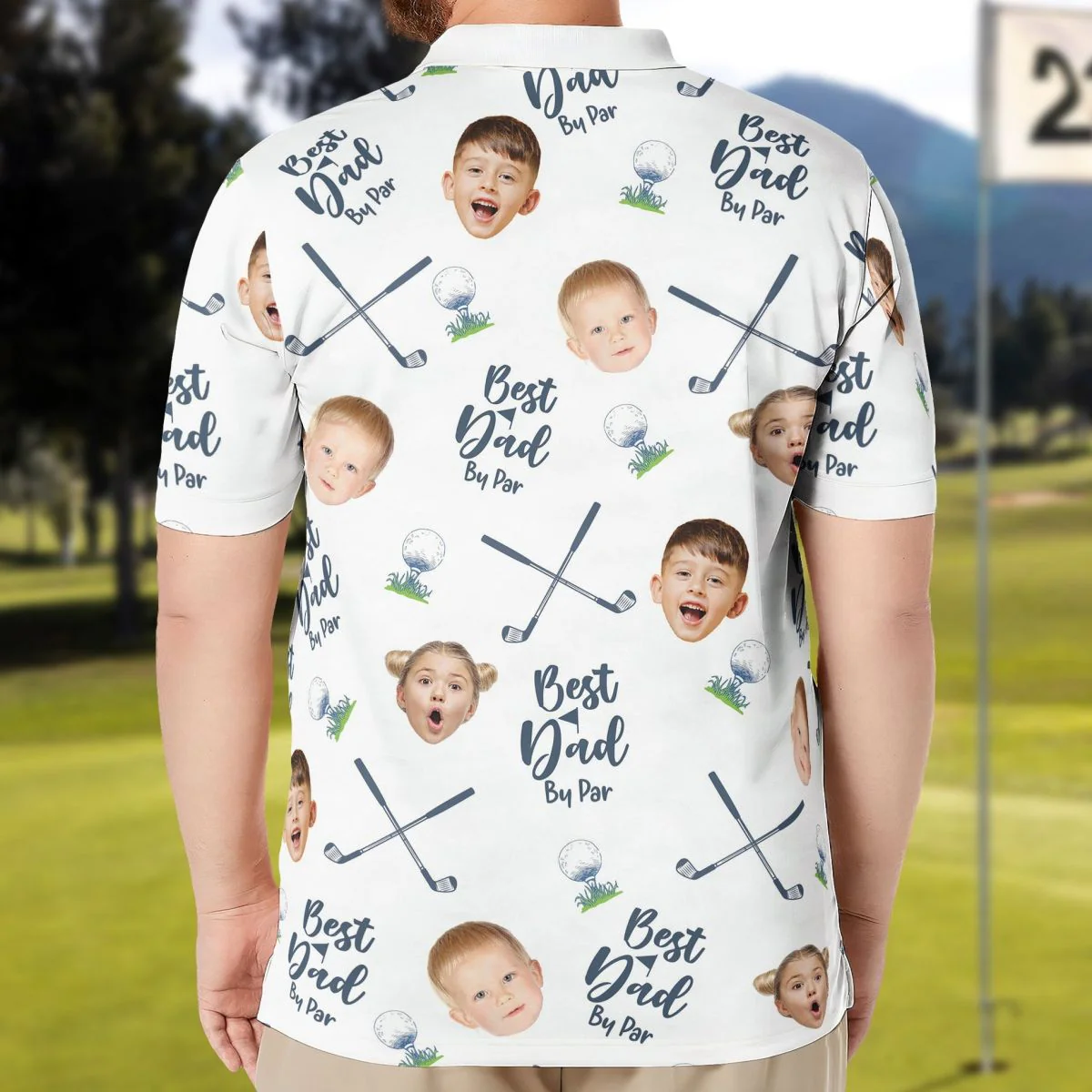 Best Dad By Par - Personalized Photo Polo Shirt - Image 3