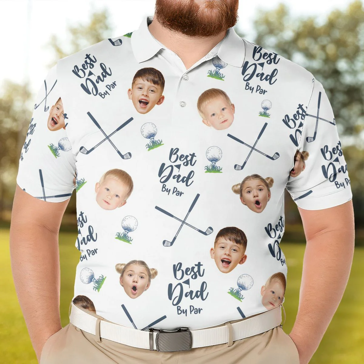 Best Dad By Par - Personalized Photo Polo Shirt - Image 4