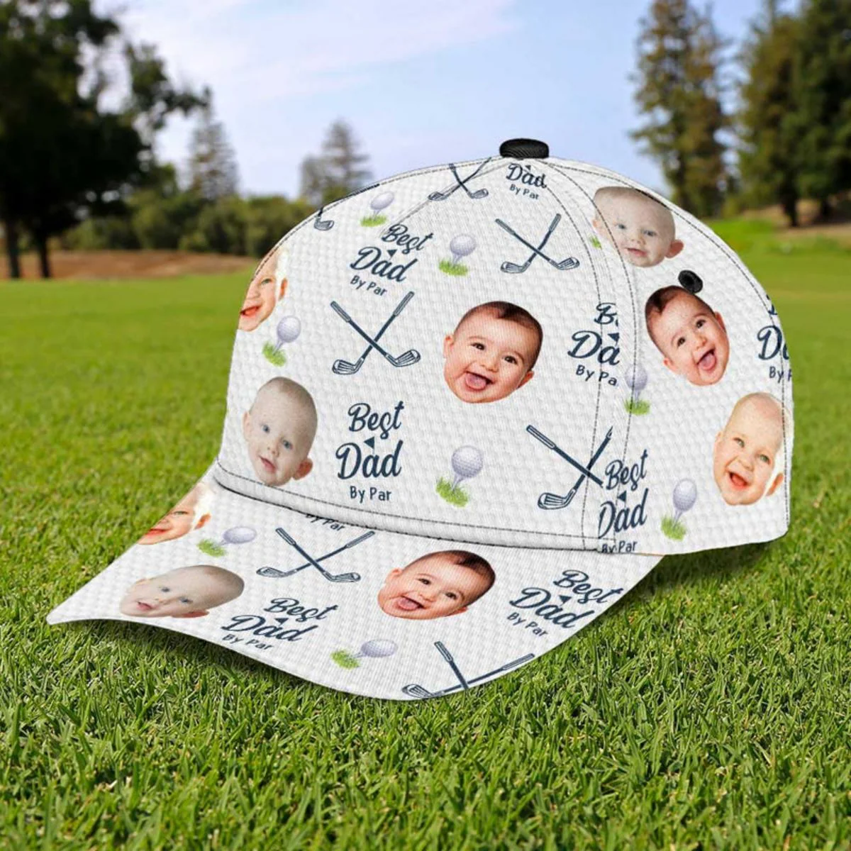 Best Dad By Par Upload Photo Personalized Cap - Image 4