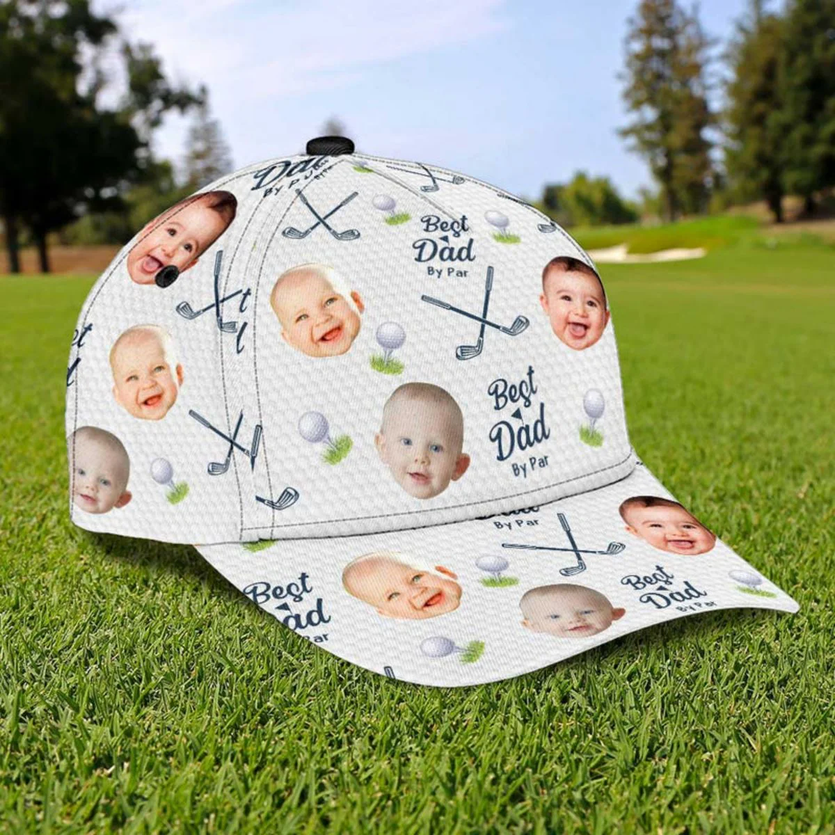Best Dad By Par Upload Photo Personalized Cap - Image 5