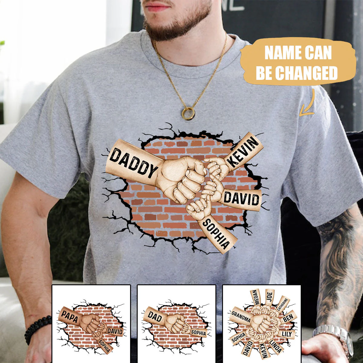 Best Dad Ever Custom Fist Bump Personalized Pure Cotton T-Shirt - Image 2