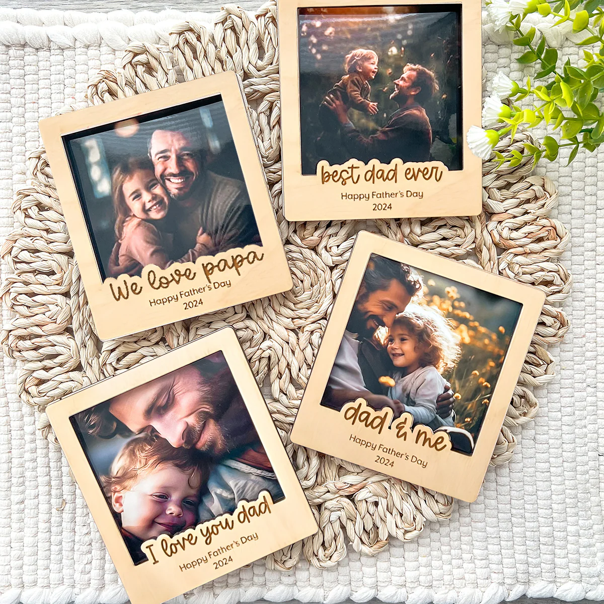 Best Dad Ever - Custom Text Wooden Photo Frame Fridge Magnet, Photo keepsake Fathers Day gift - Image 3