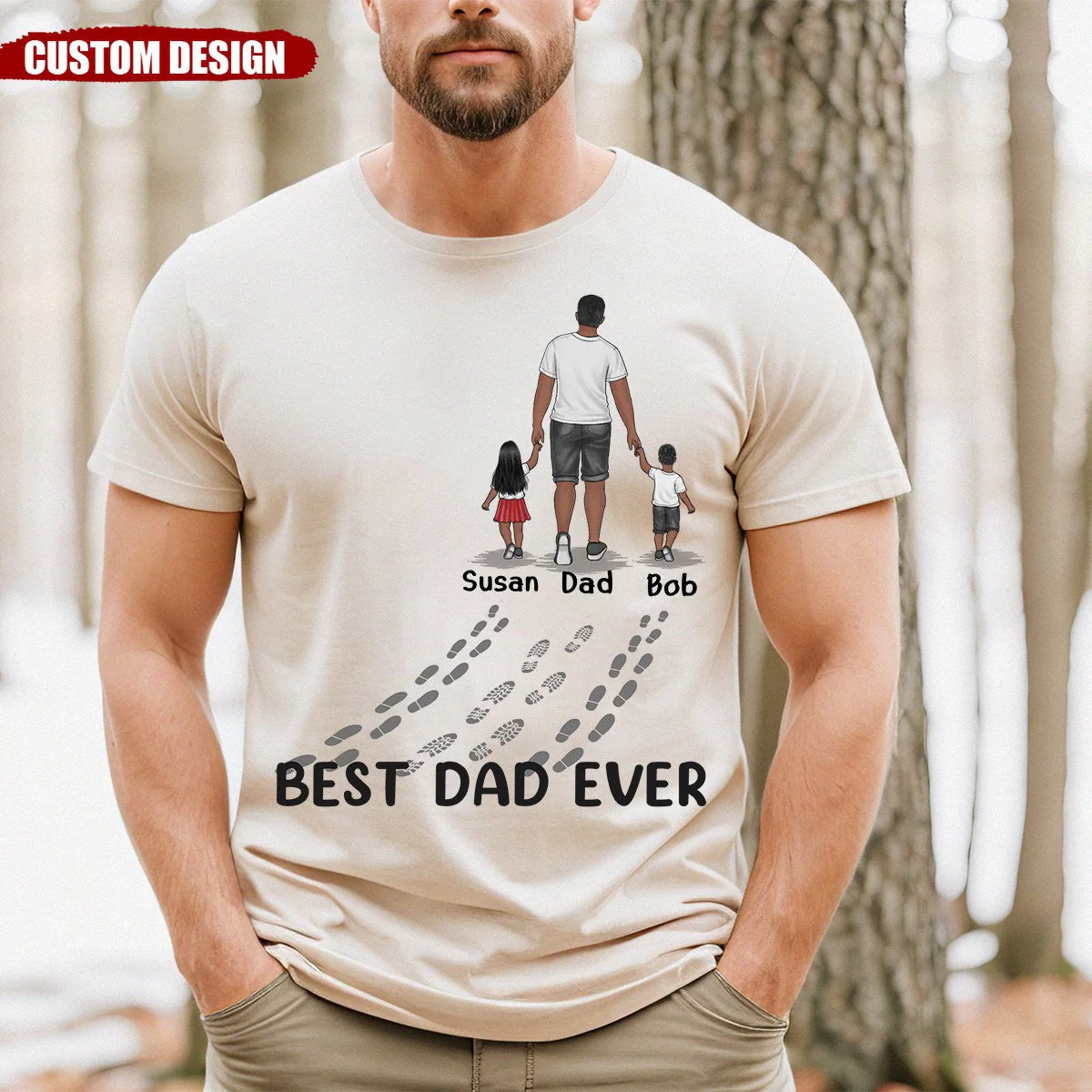 Best Dad Ever - Family Personalized Custom Unisex T-shirt - Father's Day, Birthday Gift For Dad - Image 2