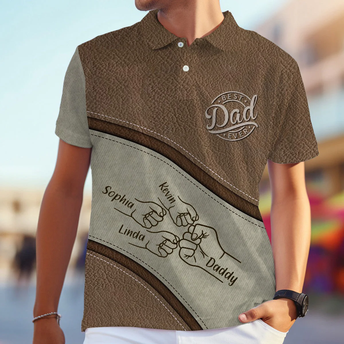 Best Dad Ever Fist Bump - Personalized Father Polo Shirt - Image 6