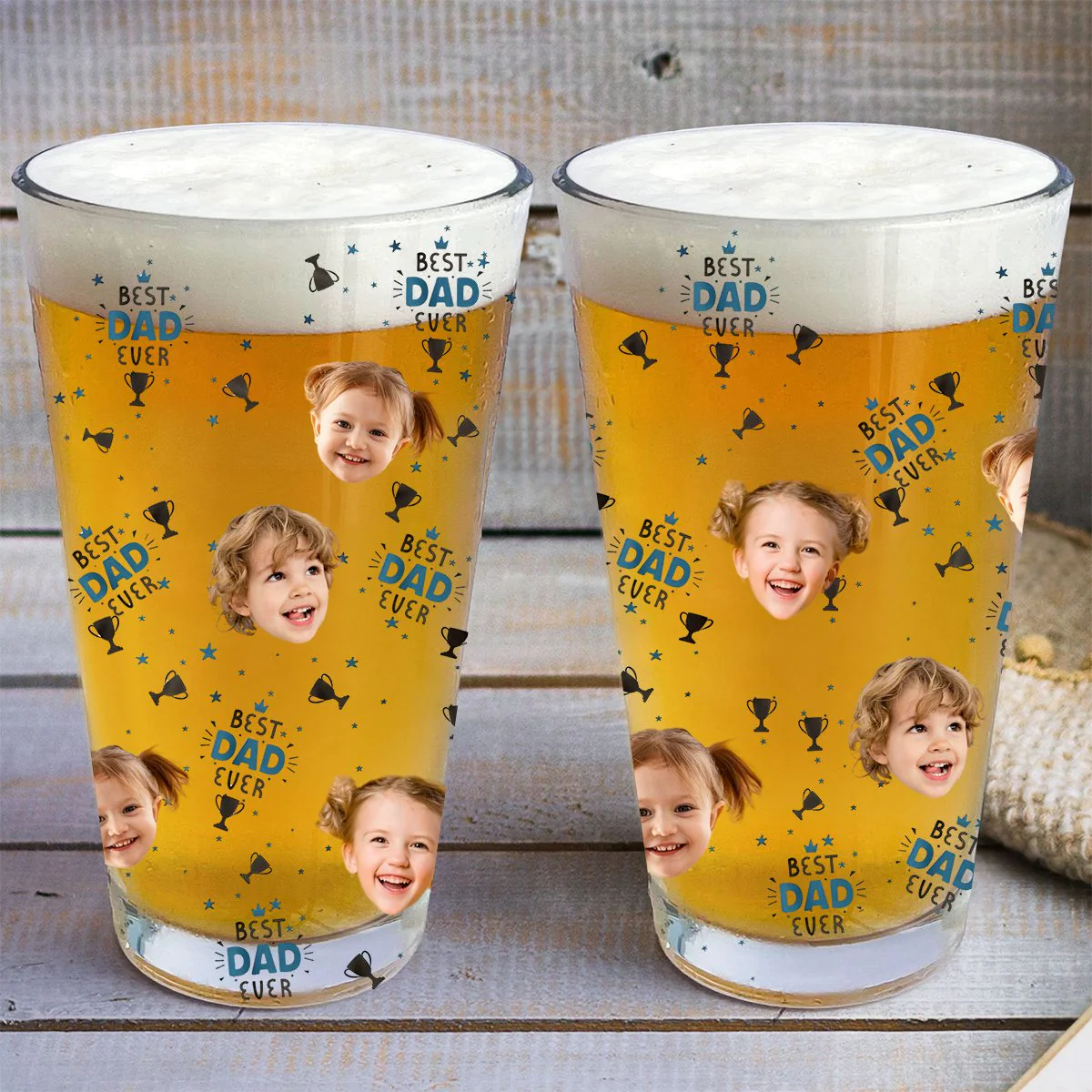 Best Dad Ever - Personalized Photo Beer Glass - Image 10