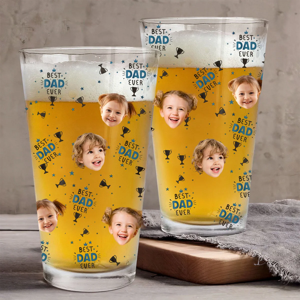Best Dad Ever - Personalized Photo Beer Glass - Image 2