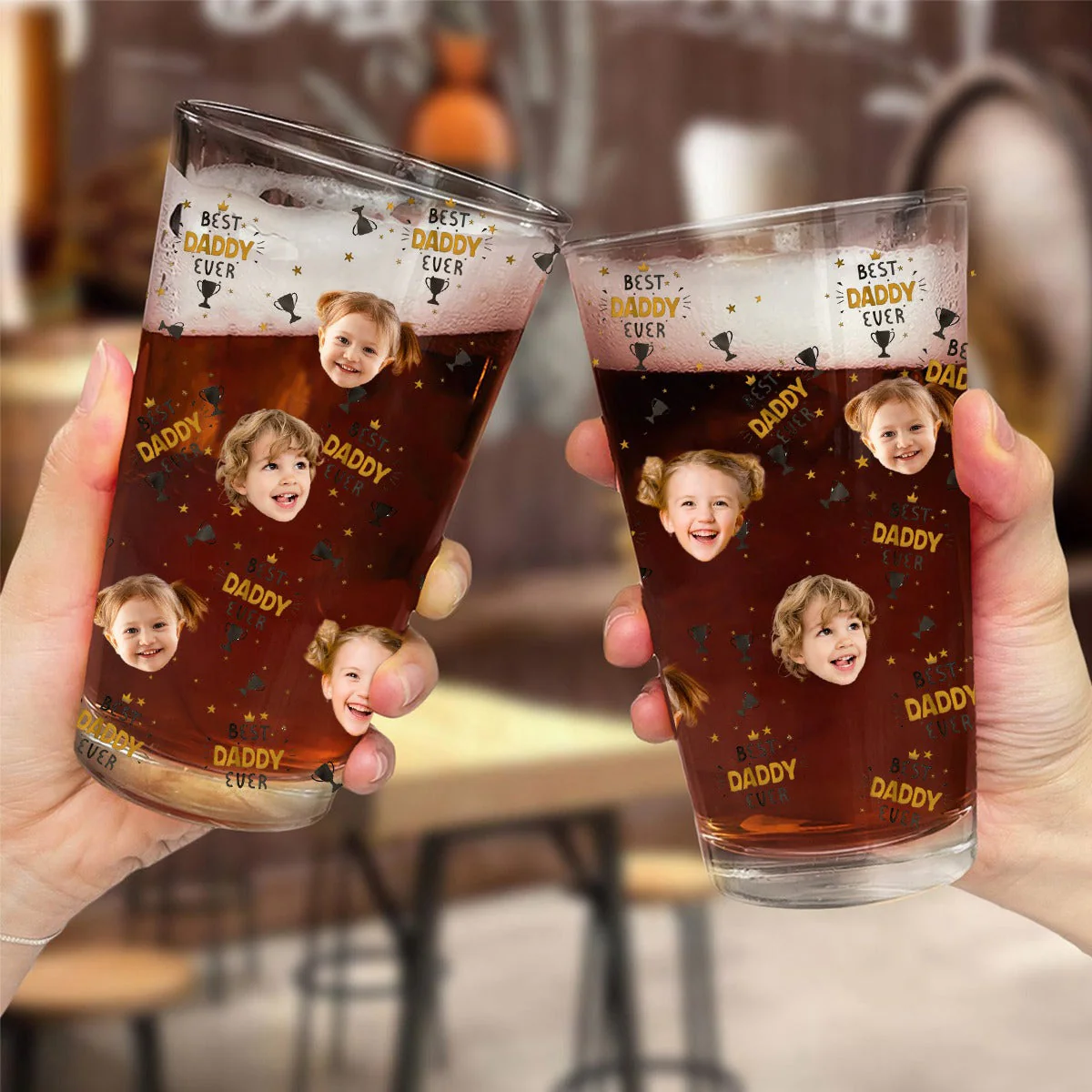 Best Dad Ever - Personalized Photo Beer Glass - Image 3