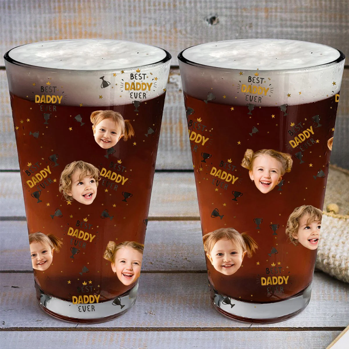 Best Dad Ever - Personalized Photo Beer Glass - Image 5