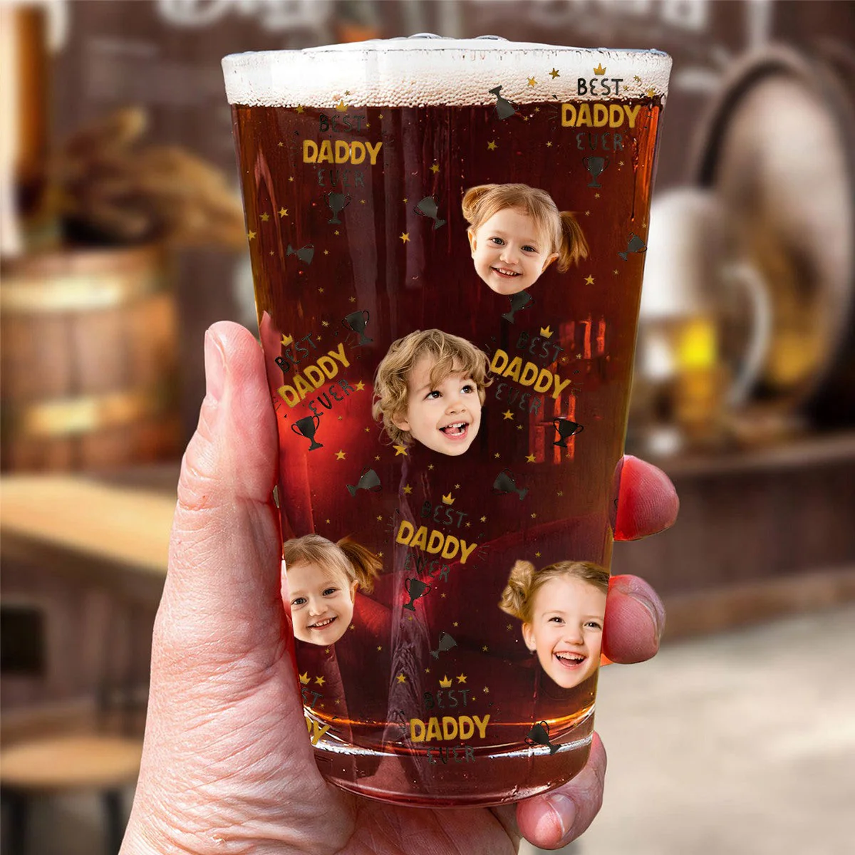Best Dad Ever - Personalized Photo Beer Glass - Image 7