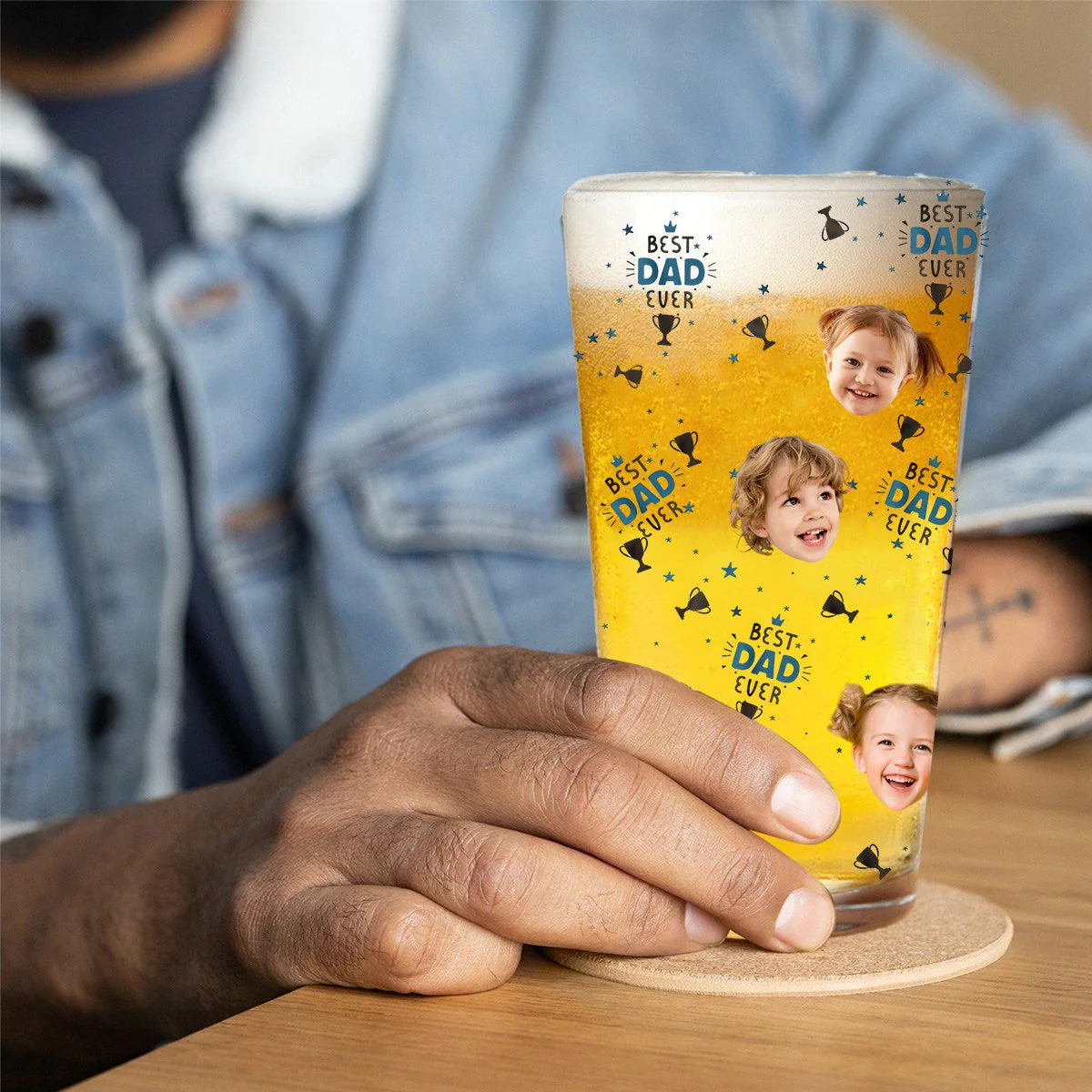 Best Dad Ever - Personalized Photo Beer Glass - Image 8