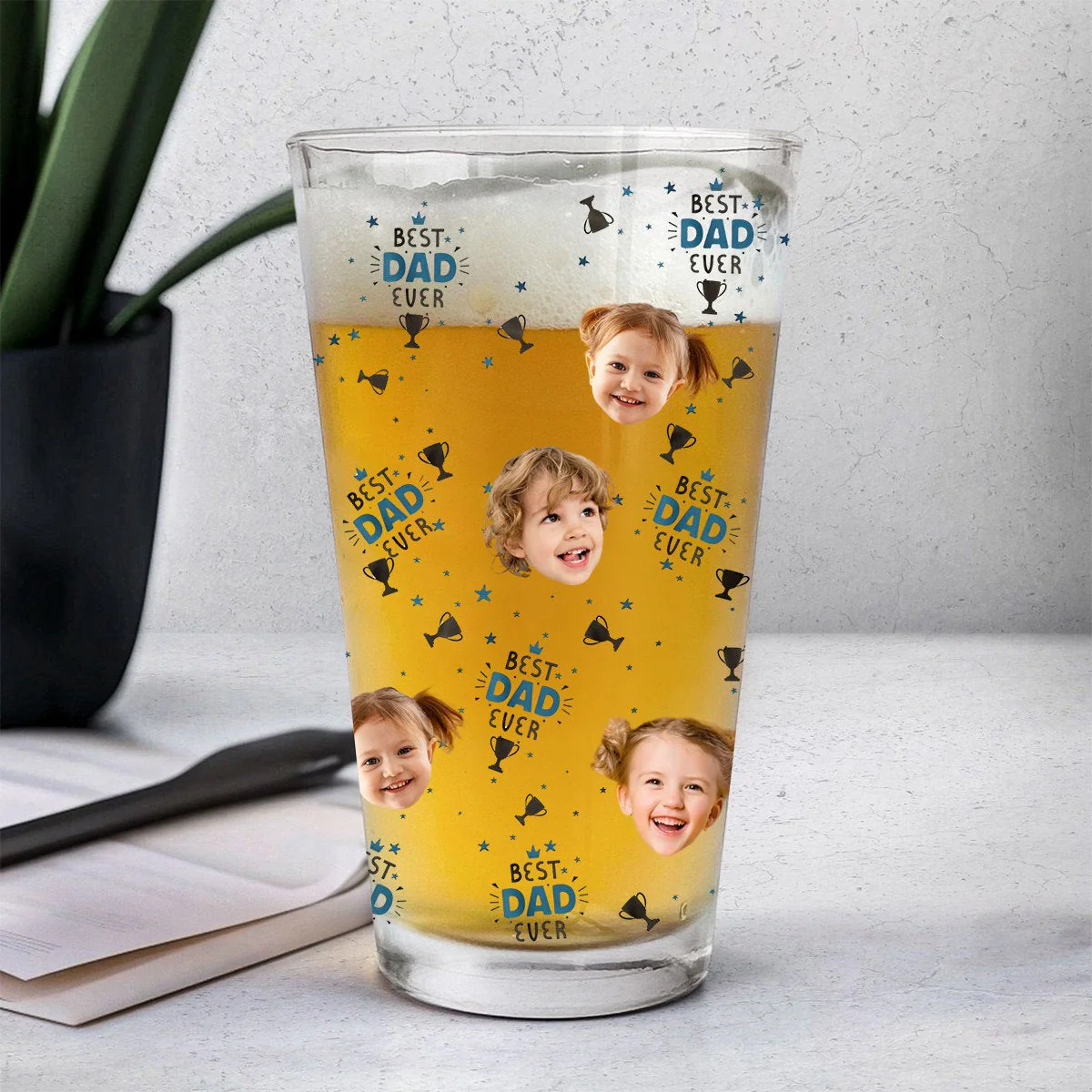 Best Dad Ever - Personalized Photo Beer Glass - Image 9