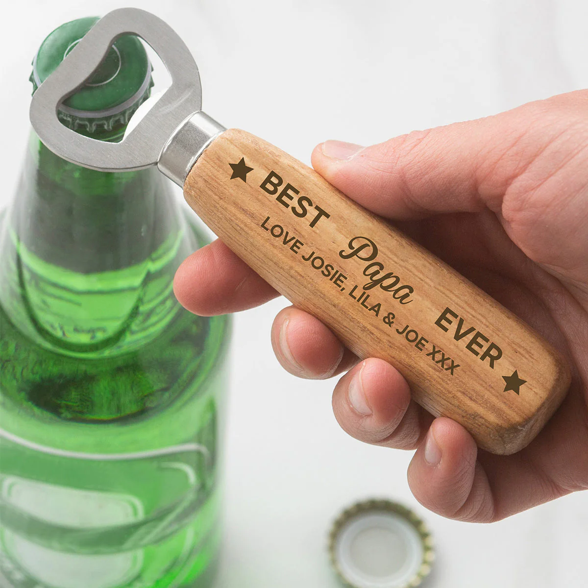 Best Dad/Grandpa Ever-personalized Wooden Bottle Opener - Image 2