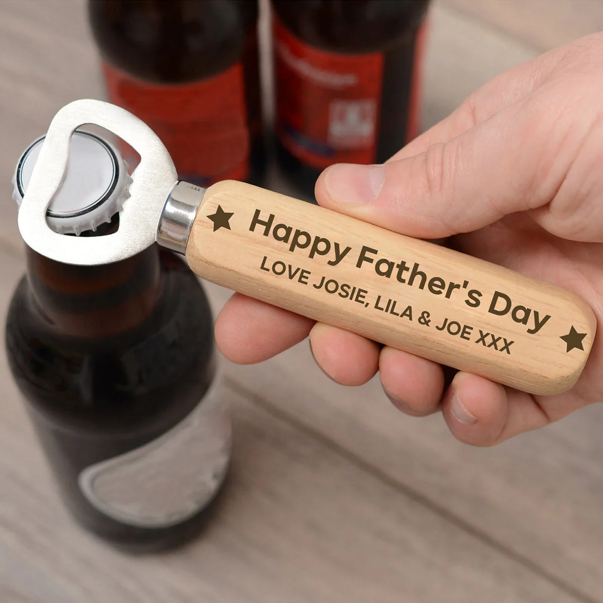 Best Dad/Grandpa Ever-personalized Wooden Bottle Opener - Image 3