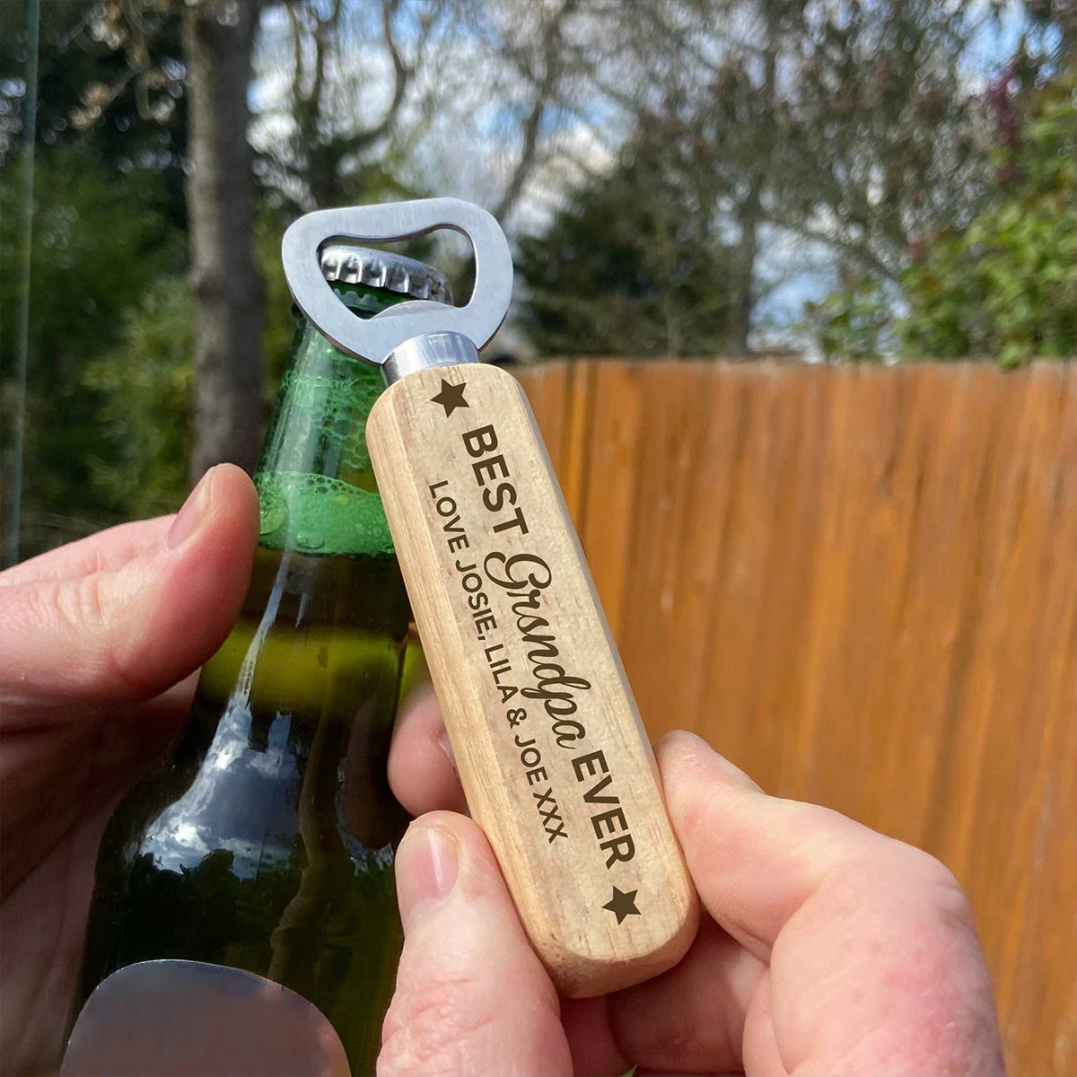 Best Dad/Grandpa Ever-personalized Wooden Bottle Opener - Image 4