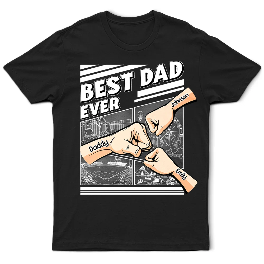Best Dad Grandpa Hand Punch - Family Personalized Pure Cotton T-Shirt Father's Day Gift - Image 7
