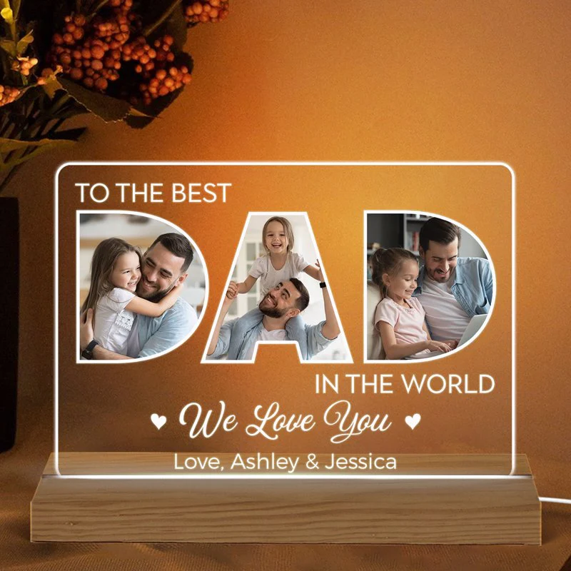 Best Dad In The World - Personalized Photo Acrylic Block LED Night Light - Image 2