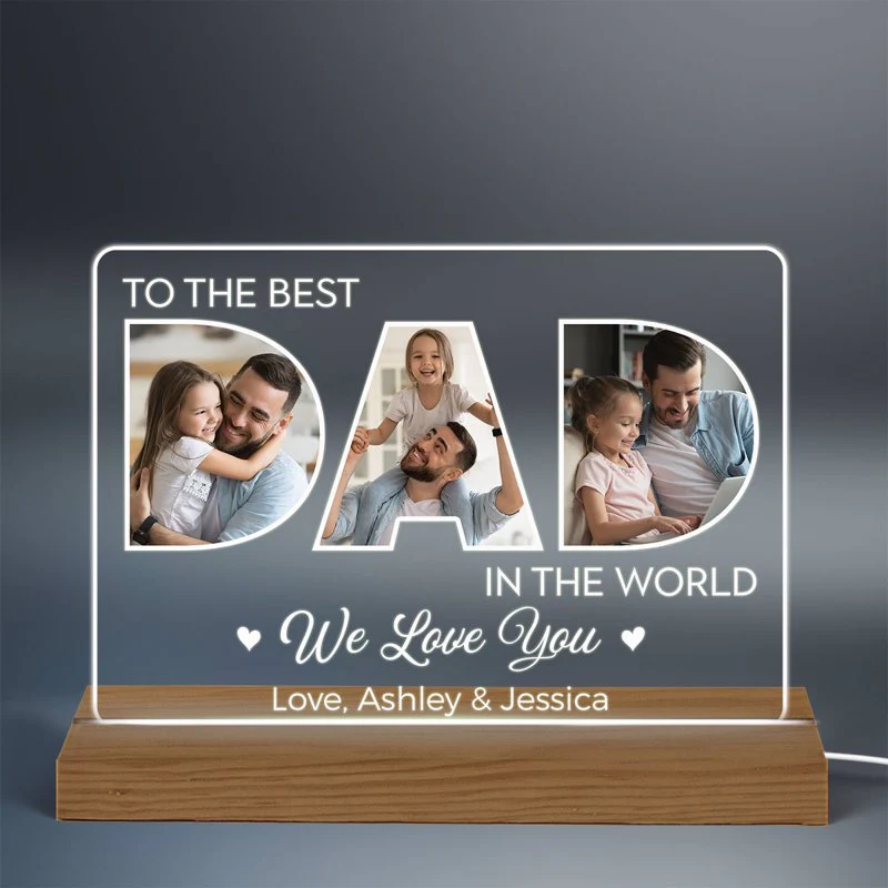 Best Dad In The World - Personalized Photo Acrylic Block LED Night Light - Image 3