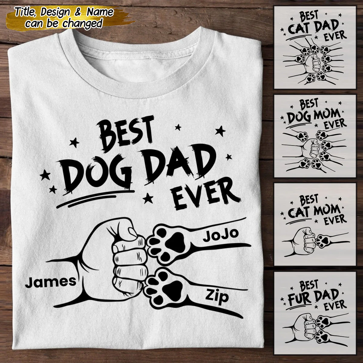 Best Dog Dad Ever Hand Punch - Personalized Father T-shirt - Image 4