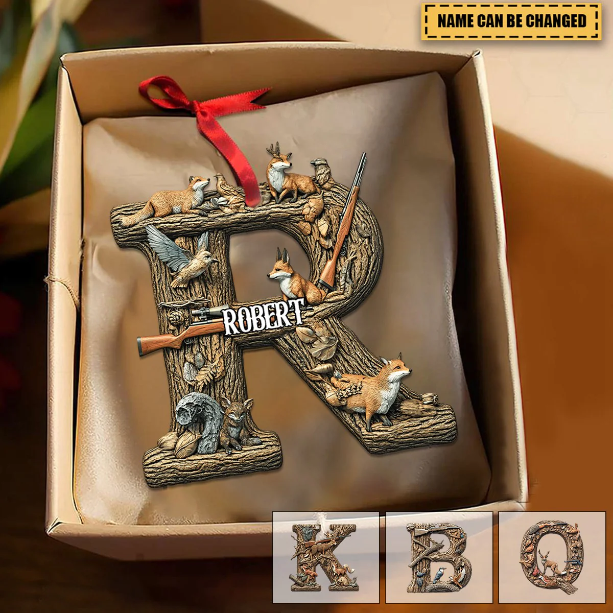Best Hunting Alphabet Personalized Christmas Acrylic Ornament - Image 3