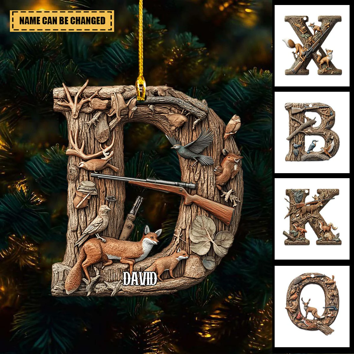 Best Hunting Alphabet Personalized Christmas Acrylic Ornament - Image 4