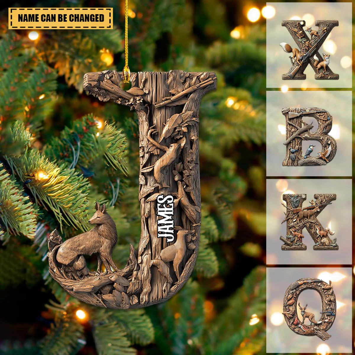 Best Hunting Alphabet Personalized Christmas Acrylic Ornament - Image 5