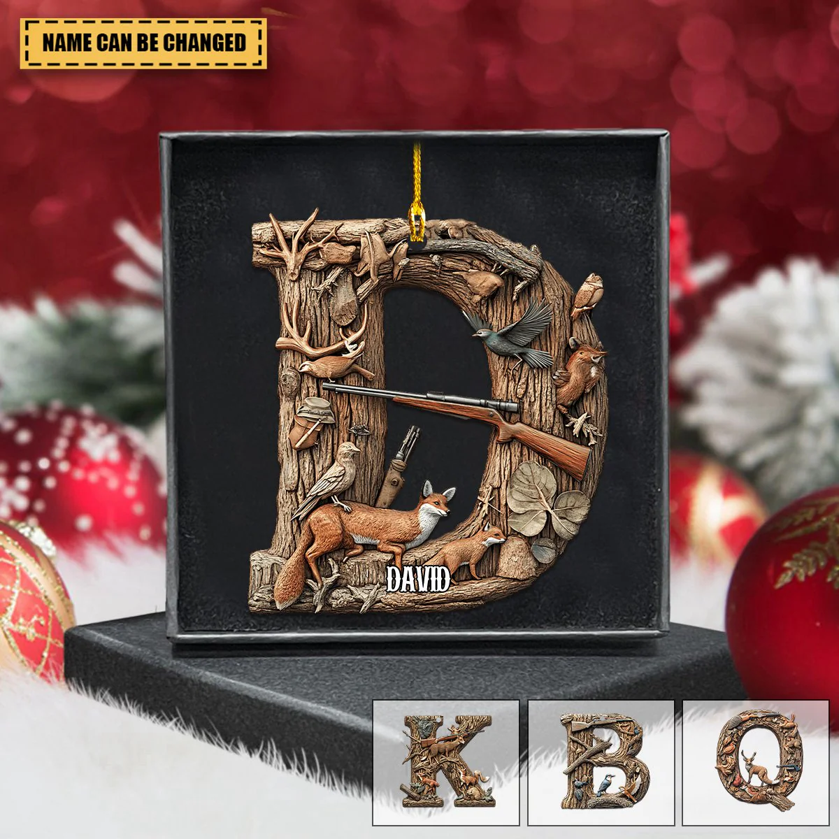 Best Hunting Alphabet Personalized Christmas Acrylic Ornament - Image 6
