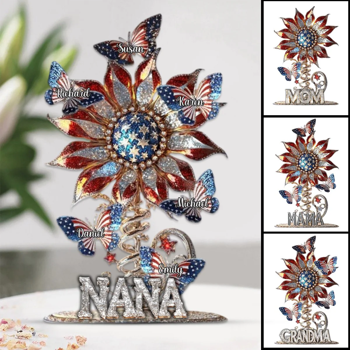 Best Mom Ever - Personalized Mother Custom Shaped Sunflower Acrylic Plaque - Image 2