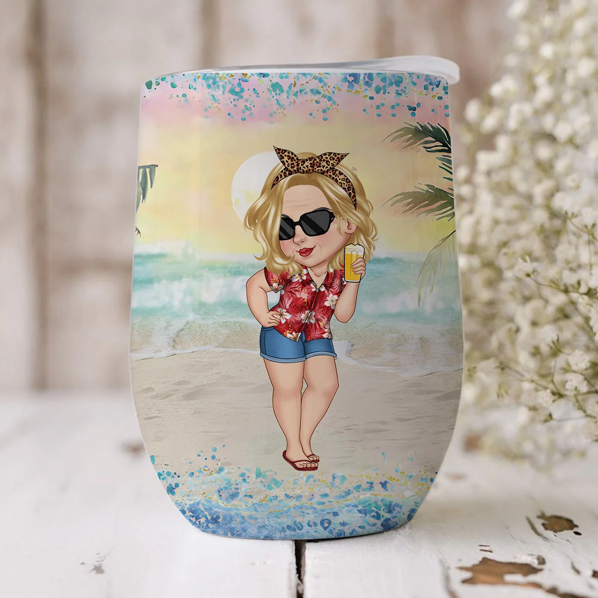 Best Summer Beach Vacation Monogram - Personalized Wine Tumble - Image 16