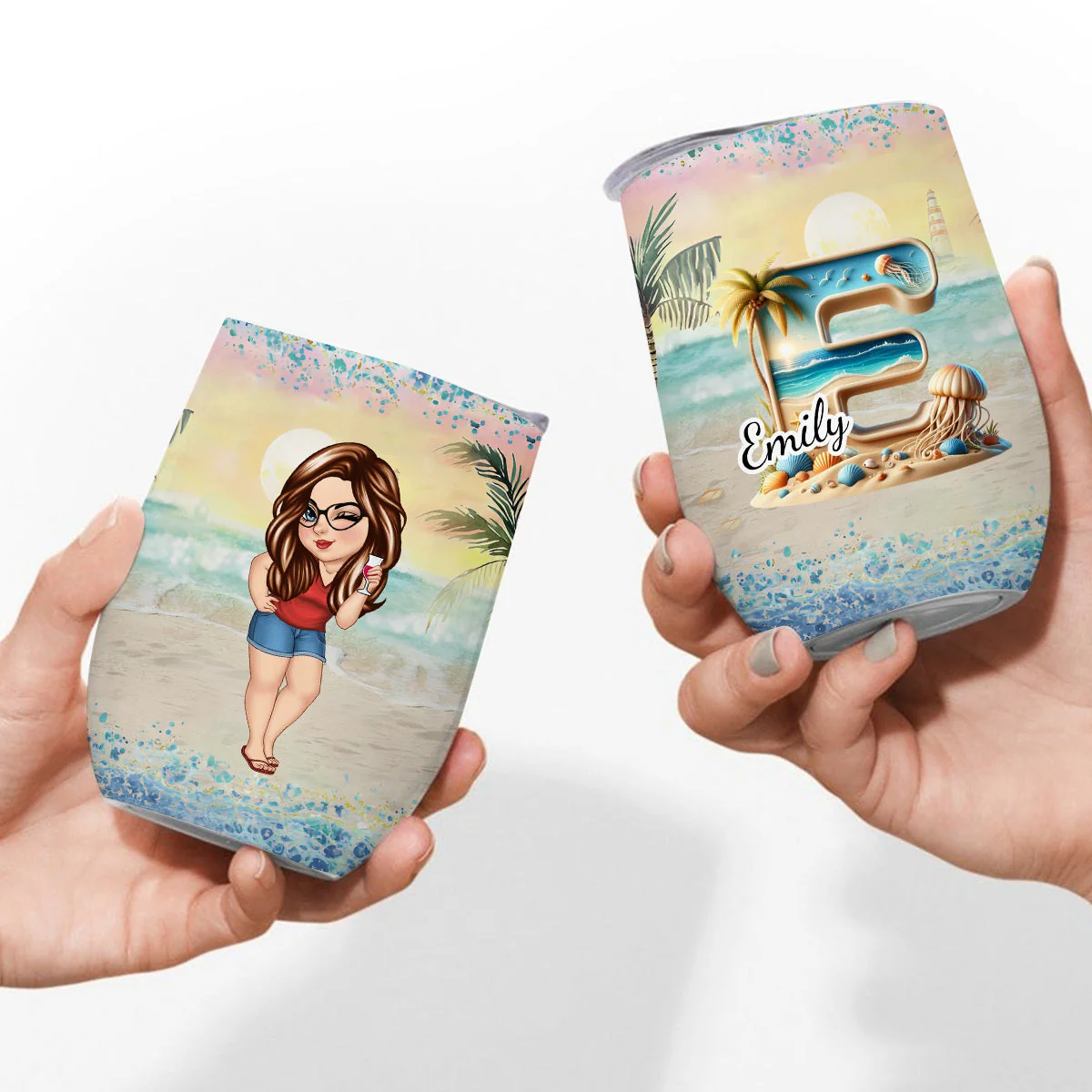 Best Summer Beach Vacation Monogram - Personalized Wine Tumble - Image 6