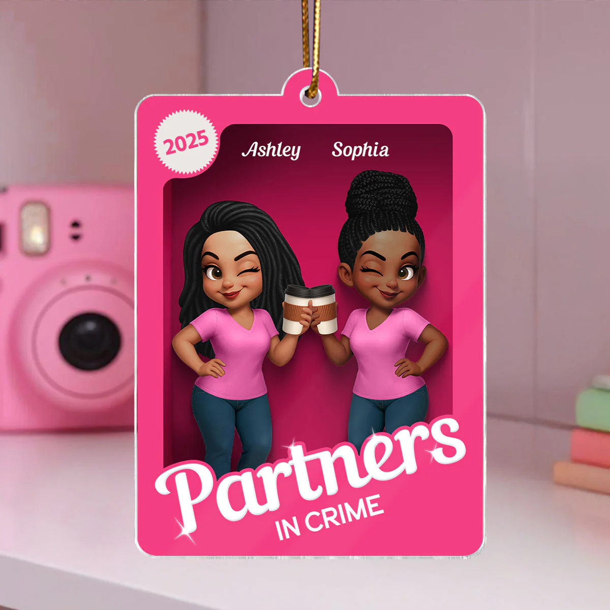 Besties Sisters Pink Toy Box Personalized Acrylic Ornament, Gift for Besties, Best Friends - Image 4