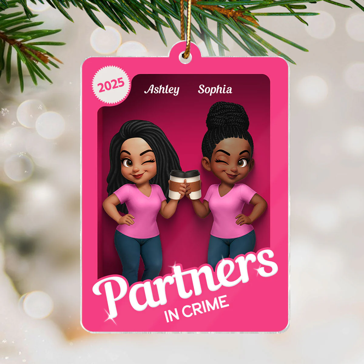 Besties Sisters Pink Toy Box Personalized Acrylic Ornament, Gift for Besties, Best Friends - Image 5