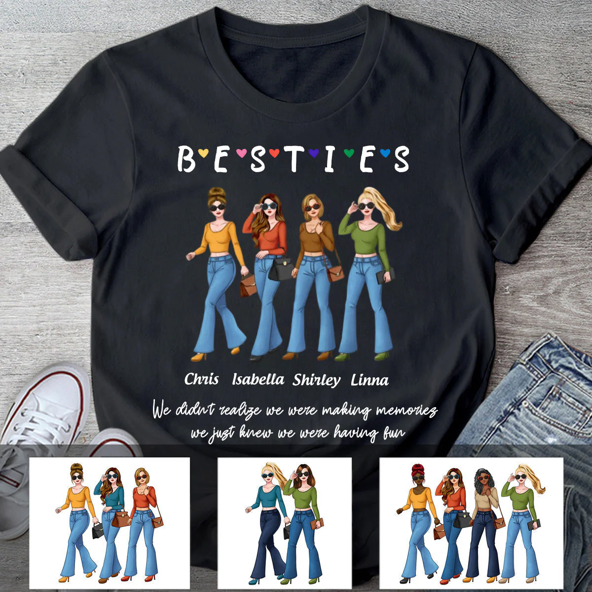 BESTIES,We Were Having Fun-Personalized Pure Cotton T-Shirt - Image 4