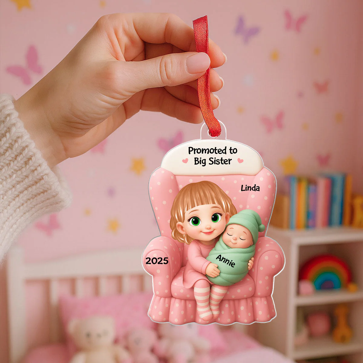 Big Brother, Big Sister And Baby Personalized Christmas Ornament, Baby Announcement Gift - Image 2