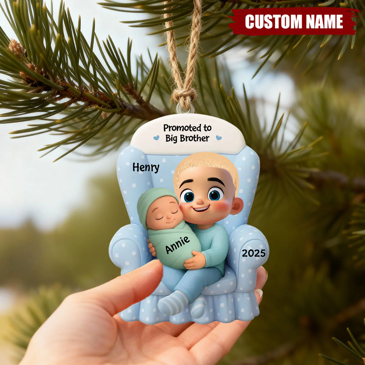 Big Brother, Big Sister And Baby Personalized Christmas Ornament, Baby Announcement Gift - Image 6
