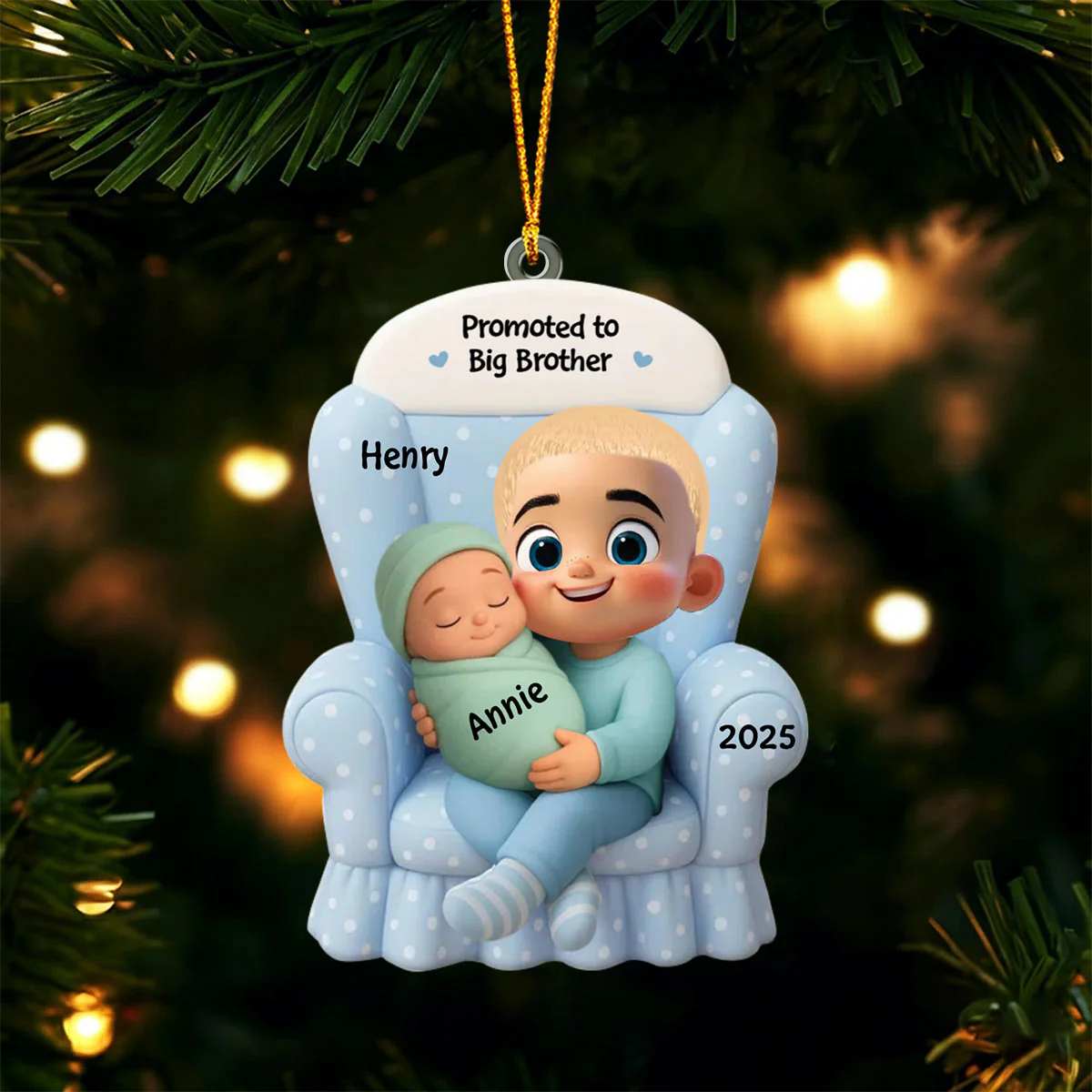 Big Brother, Big Sister And Baby Personalized Christmas Ornament, Baby Announcement Gift - Image 7