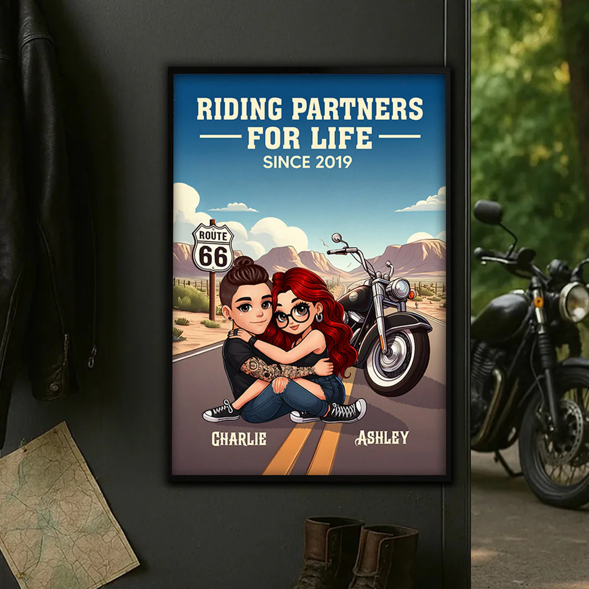 Bikers Couple Riding Partners For Life Personalized Poster Gift For Him & Her - Image 5